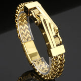 Men's Stainless Steel Bicycle Chain Bracelet with Magnet Clasp