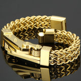 Men's Stainless Steel Bicycle Chain Bracelet with Magnet Clasp