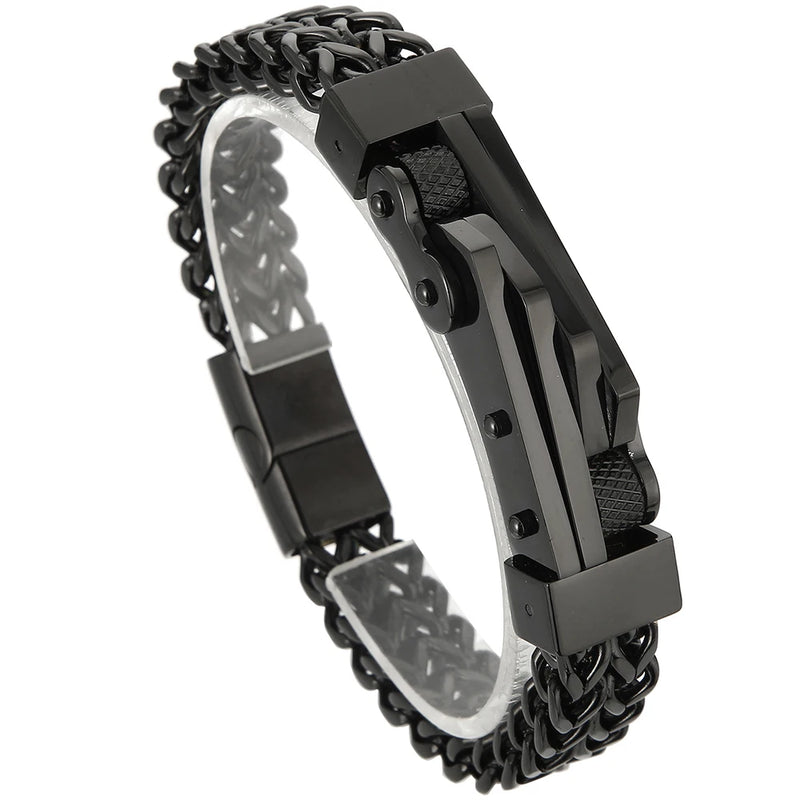 Men's Stainless Steel Bicycle Chain Bracelet with Magnet Clasp