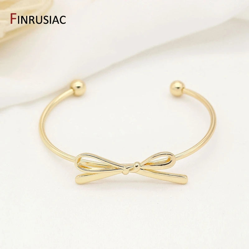 Plated Bow Bracelet Bangle Open Cuff Bangles For Women Girls