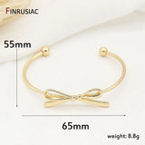 Plated Bow Bracelet Bangle Open Cuff Bangles For Women Girls