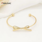 Plated Bow Bracelet Bangle Open Cuff Bangles For Women Girls