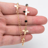 Brass Flower Bead Chain Bracelet/Necklace Set