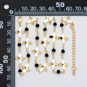 Brass Flower Bead Chain Bracelet/Necklace Set