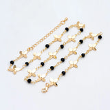 Brass Flower Bead Chain Bracelet/Necklace Set