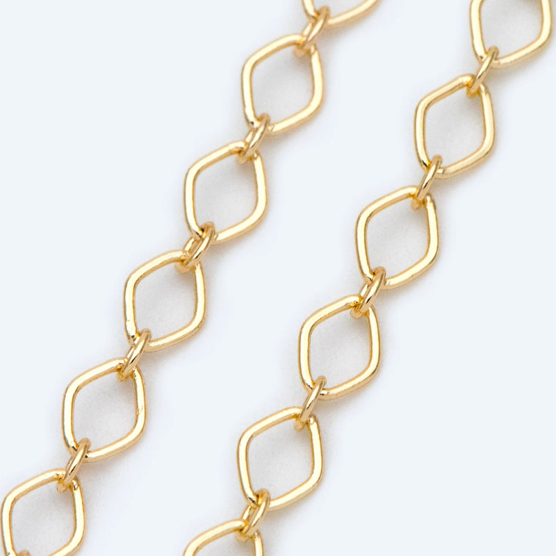 Plated Brass Rhombus Chains 3.6x5/ 3.4x4.7mm
