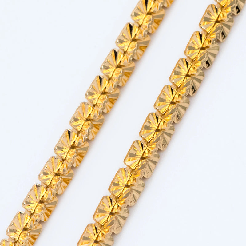 8mm Plated Brass Flower Link Chain Findings (#LK-414)
