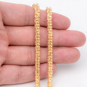 8mm Plated Brass Flower Link Chain Findings (#LK-414)