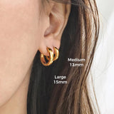 Minimalist Chain Hoop Huggie Earrings Set Stainless Steel