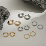 Minimalist Chain Hoop Huggie Earrings Set Stainless Steel
