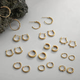 Minimalist Chain Hoop Huggie Earrings Set Stainless Steel