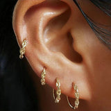 Minimalist Chain Hoop Huggie Earrings Set Stainless Steel