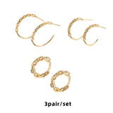 Minimalist Chain Hoop Huggie Earrings Set Stainless Steel
