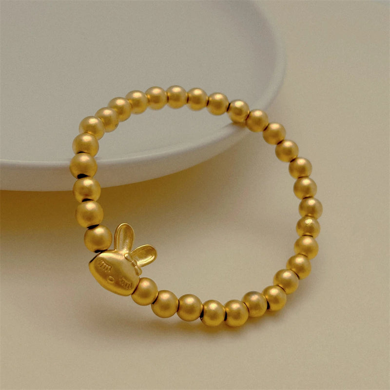 6mm Buddha Beads Rabbit Bracelet Elastic Chain Pulseira Femme