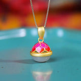 Gold-Plated Clavicle Necklace Hetian Jade Pendant Sweet Little Bell Shape