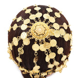 Plated Coins Hat Hair Jewelry for Women Belly Dance Head Chain