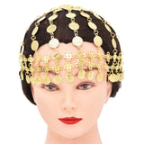 Plated Coins Hat Hair Jewelry for Women Belly Dance Head Chain