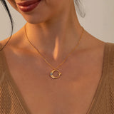 Copper Crescent Moon Star Pendant Necklace Zircon Stone Eye Amulet Jewelry