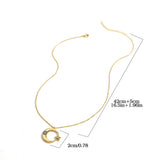 Copper Crescent Moon Star Pendant Necklace Zircon Stone Eye Amulet Jewelry