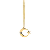 Copper Crescent Moon Star Pendant Necklace Zircon Stone Eye Amulet Jewelry