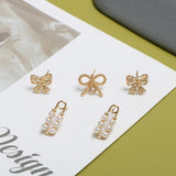 Copper Lace Bow Bees Heart Brooch Stud Earrings