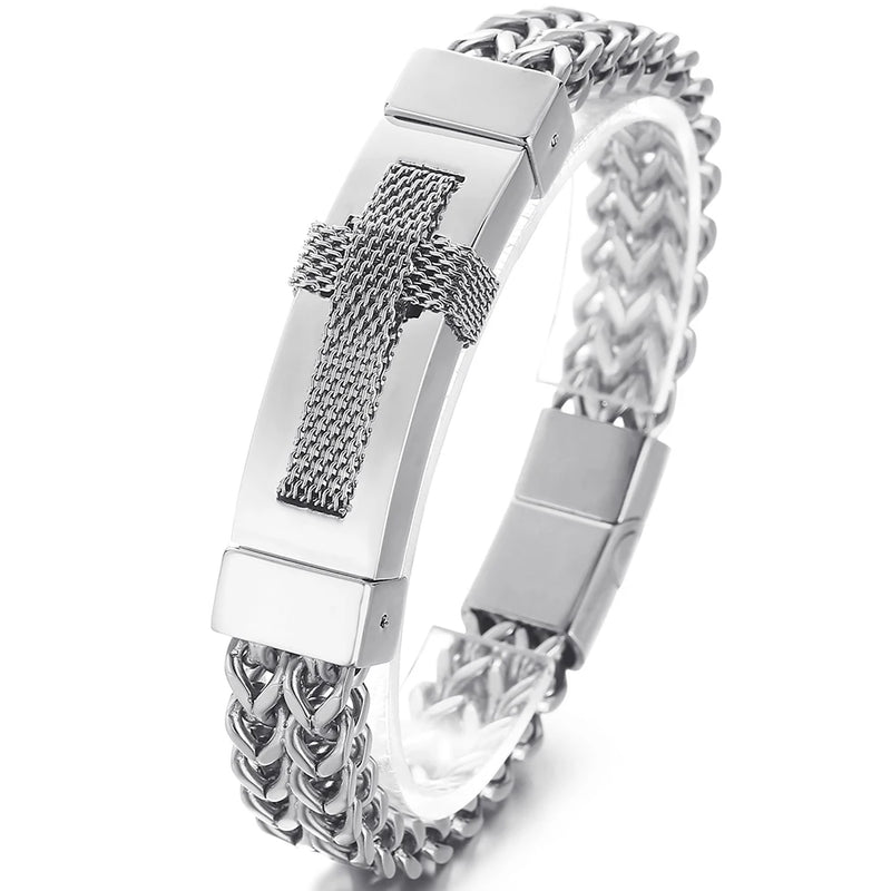 Plated Cross Stainless Steel Bracelet for Men
