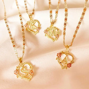 Heart Initial Pendant with Chain Name Necklace Romantic Gift