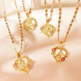 Heart Initial Pendant with Chain Name Necklace Romantic Gift