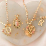 Heart Initial Pendant with Chain Name Necklace Romantic Gift