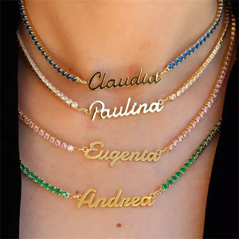 Personalized Name Necklace for Girls - Tennis Chain Choker Jewelry