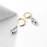 925 Silver Beanie Drop Earrings Bicolor Jewelry