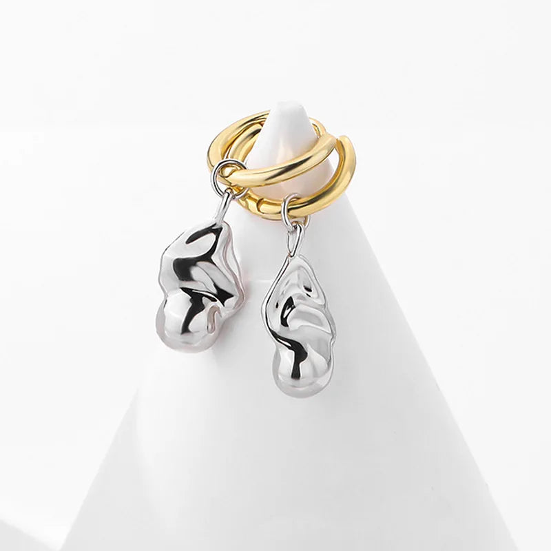 925 Silver Beanie Drop Earrings Bicolor Jewelry