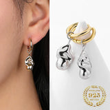 925 Silver Beanie Drop Earrings Bicolor Jewelry