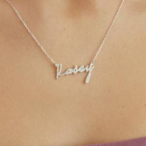 Plated Diamond Name Necklace, Christmas Gift, Name Jewelry, Gift for Mom