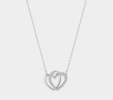 Double Heart Necklace Crystals Choker Pendant Valentine Gift