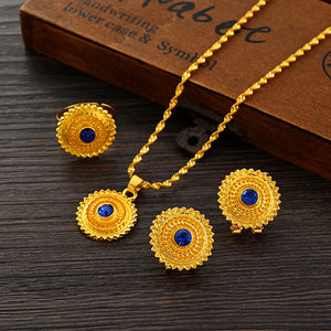 Ethiopian Eritrean Bride Jewelry CZ Stone African Habesha Wedding Set
