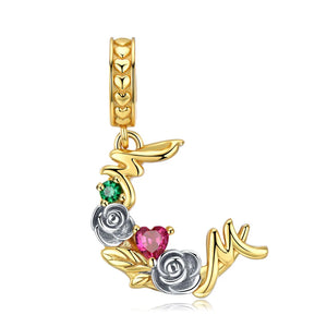 Flowers Moon Heart Mom Dangle Charm for Bracelet Necklace Lady Girl