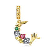 Flowers Moon Heart Mom Dangle Charm for Bracelet Necklace Lady Girl