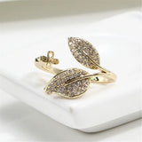 Leaf Pearl Zircon Ring DIY Accessories 8-9mm