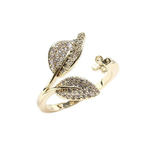 Leaf Pearl Zircon Ring DIY Accessories 8-9mm