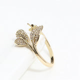 Leaf Pearl Zircon Ring DIY Accessories 8-9mm