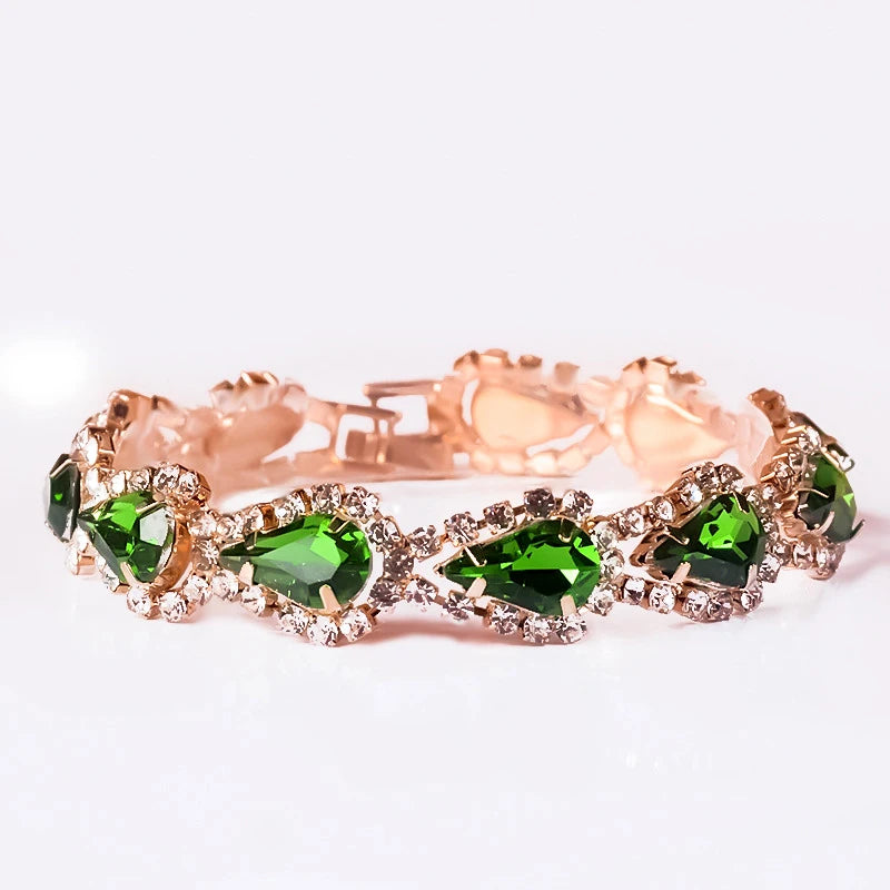 Green Garnet Emerald Tennis Bracelet Bangle Moissanite
