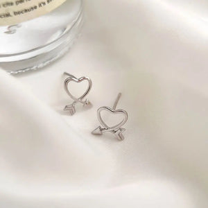 Heart & Arrow Earrings Piercing Kit Silver 925 Y2K Girl Stud Jewelry