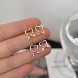 Heart & Arrow Earrings Piercing Kit Silver 925 Y2K Girl Stud Jewelry