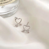 Heart & Arrow Earrings Piercing Kit Silver 925 Y2K Girl Stud Jewelry