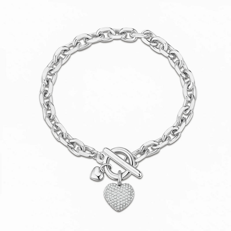 Plated Heart Charms Bracelet for Romantic Sweet Women