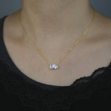 Zircon Necklace Clear Cz Paved Water Drop 925 Sterling Silver Jewelry