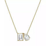 Zircon Necklace Clear Cz Paved Water Drop 925 Sterling Silver Jewelry