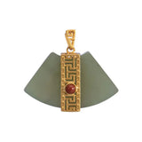 Plated Natural Hetian Jade Gray Jade Fan-Shaped Ladies Ornament