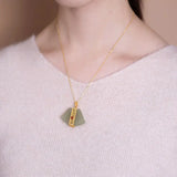 Plated Natural Hetian Jade Gray Jade Fan-Shaped Ladies Ornament
